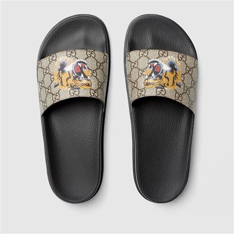 tiger print gucci slides|Gucci tiger slides men's.